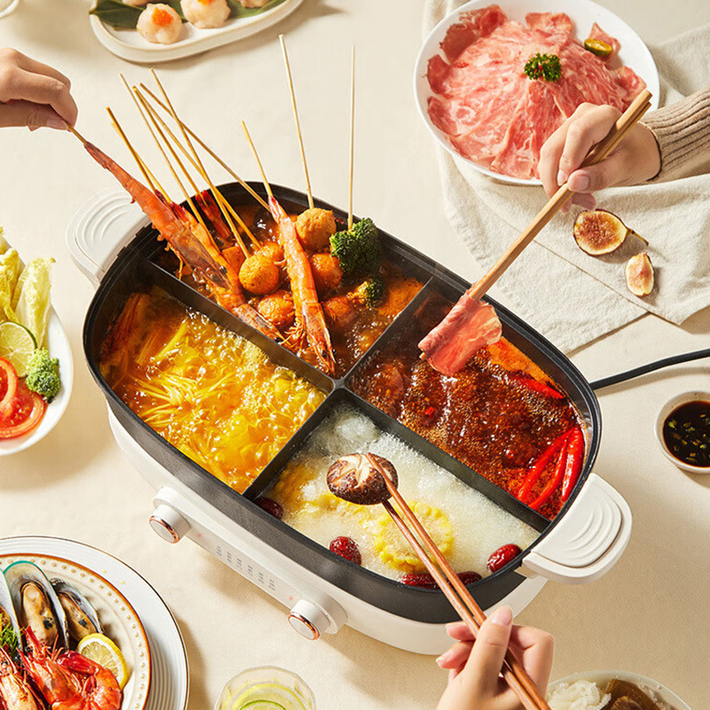 摩动电火锅家用四宫格分体式多功能电煮锅MD-FT06S高清大图