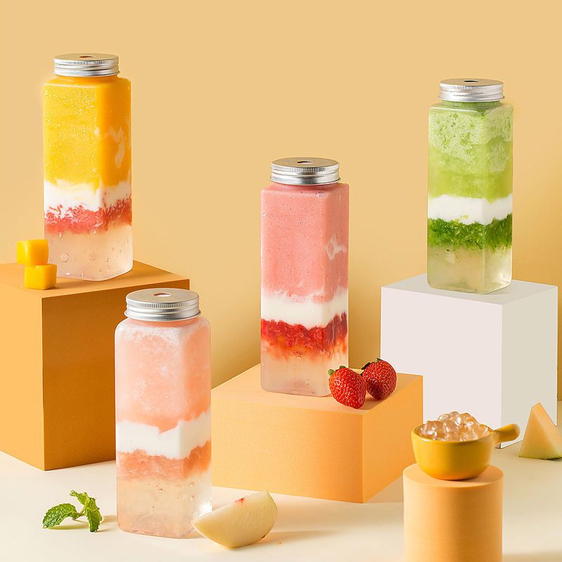 500ml塑料瓶奶茶杯子一次性胖胖杯冷饮奶茶杯饮料杯带盖