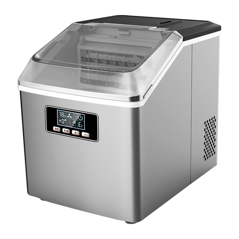 埃利斯(AILISI)30冰格不锈钢外壳制冰机 手动加水 方冰HZB-30F不锈钢大视窗