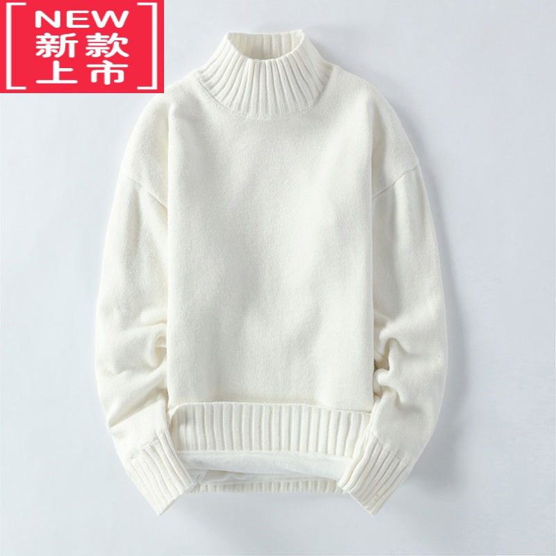 可莉允高领毛衣男秋冬季加绒加厚款保暖大童潮流长领男装内搭打底衫外套