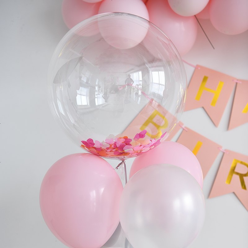 儿童生日party布置走路动物铝箔气球少女心嫩粉色系乳胶气球装饰