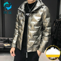 厚款男士服短款外套冬季装潮流立领时尚亮面轻厚外套不出绒oeny