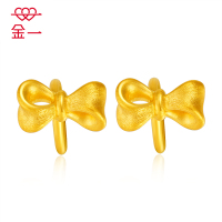 金一足金3D硬金可爱蝴蝶节耳饰女士黄金耳钉纯金礼送女友(定价) ACF002