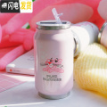 三维工匠粉红豹易拉罐网红吸管保温杯ins韩版女学生可爱清新文艺便携水杯 吸管保温300ml/豹头脚印