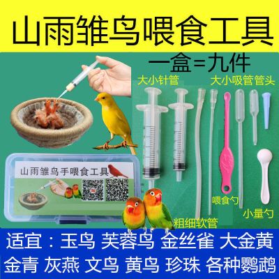 手喂食工具(1盒九件) 雏鸟手喂食幼鸟奶粉小鸟乳粉喂食器玉鸟芙蓉鸟金青灰燕大金黄鹦鹉