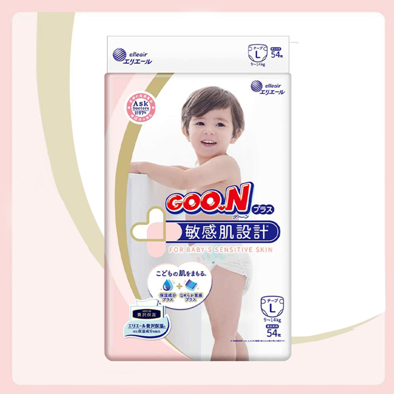 GOO.N 大王敏感肌 宝宝保湿尿不湿纸尿裤L54