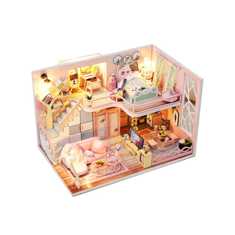 diy小屋手工制作迷你公主小房子模型拼装别墅玩具创意生日女