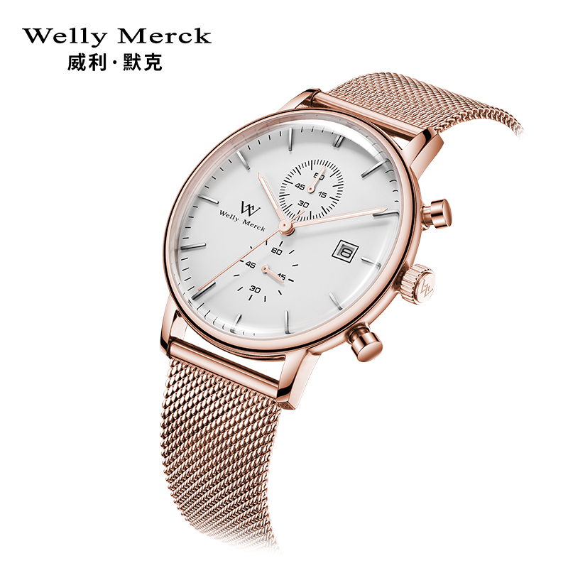 welly merck 威利默克手表男石英表超薄学生防水个性男式时尚潮流男表WM006M高清大图