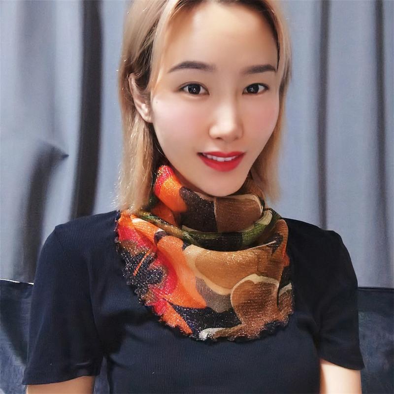 金花链条+同款随机一条 苏杭丝巾外贸尾单专柜撤柜大牌桑蚕丝真丝羊绒羊毛围巾披肩丝巾