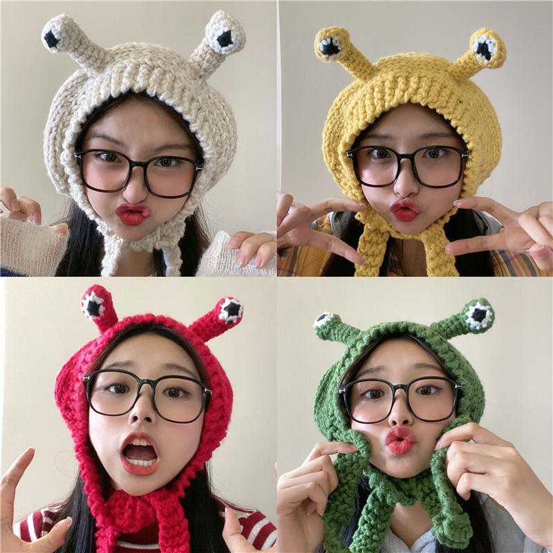 恬米思帽子秋冬网红超火童趣卡通外星人针织毛线帽学生护耳帽耳暖帽子女 价格图片品牌报价 苏宁易购恬米思旗舰店