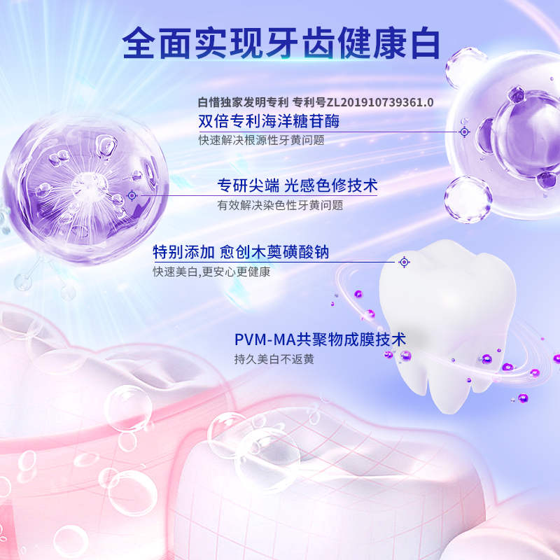 白惜白灯泡美白牙膏50g(紫灯泡)高清大图