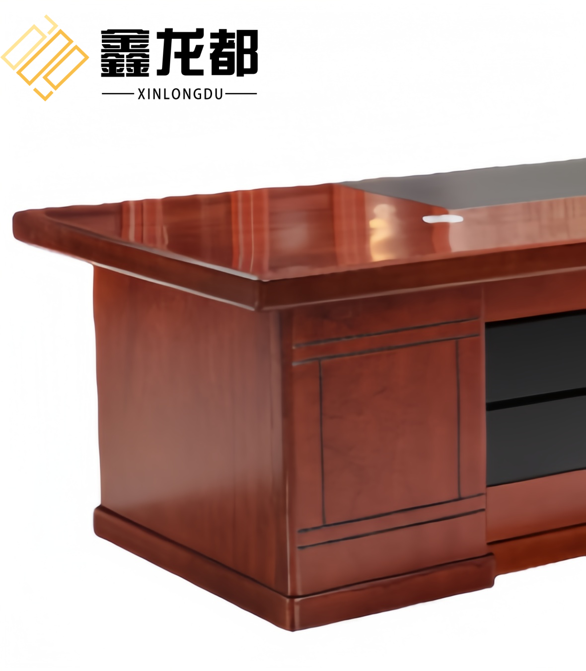 鑫龙都老板桌2.2米+侧柜+小柜套高清大图