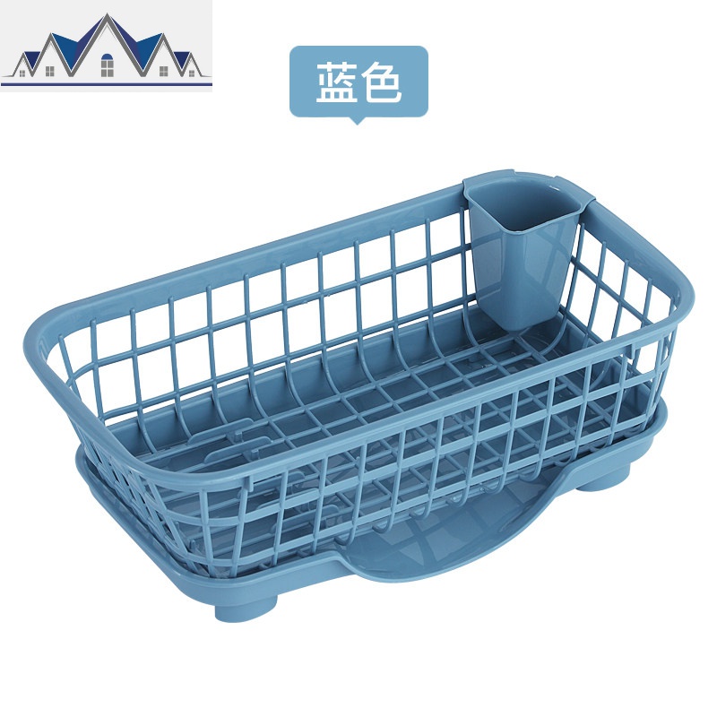 厨房置物架碗碟筷勺收纳架滤水篮沥水架塑料餐具收纳盒收纳筐碗柜_2_428 蓝色