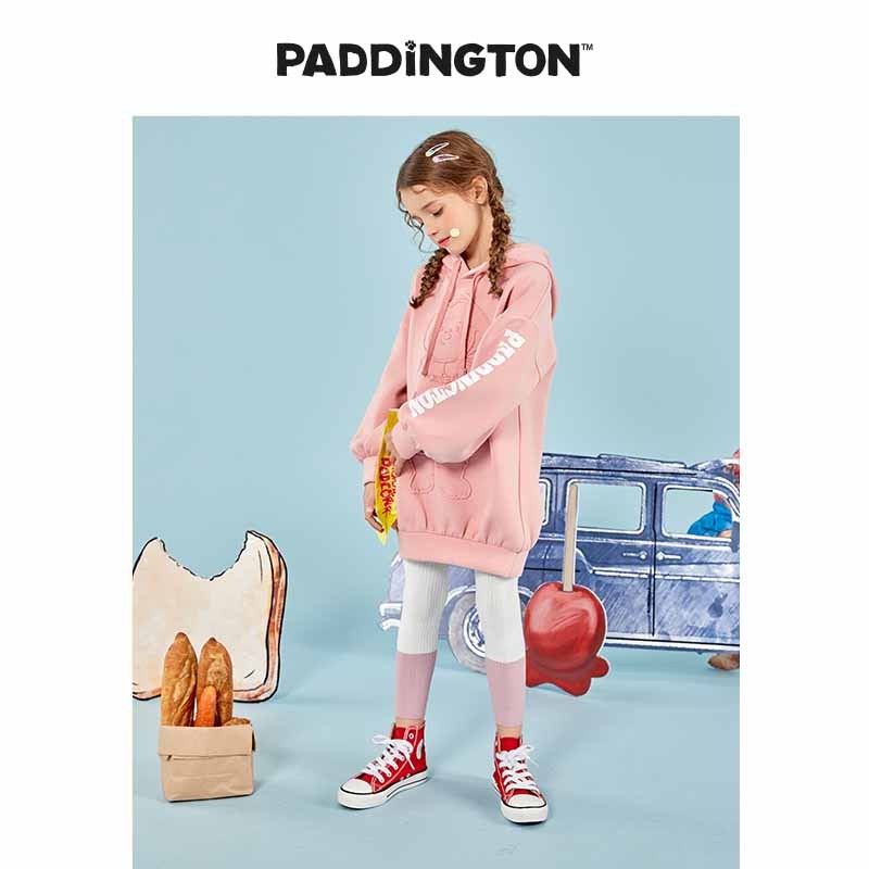 Paddington Bear帕丁顿熊童装女童卫衣春季连帽卫衣连衣裙
