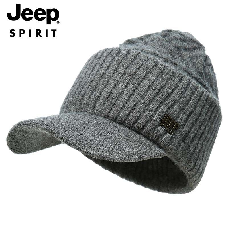 JEEP SPIRIT鸭舌帽子户外保暖帽子冬季加厚护耳帽子男线帽A0638