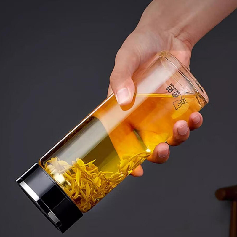 希诺玻璃杯410ml耐高温户外便携深海蓝XN-1200高清大图