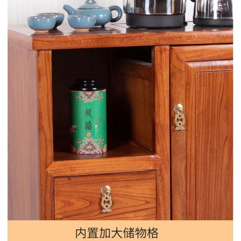 锦北茶水柜新中式烧水柜茶叶存放柜茶台茶边柜茶桌配全自动电磁炉 A款
