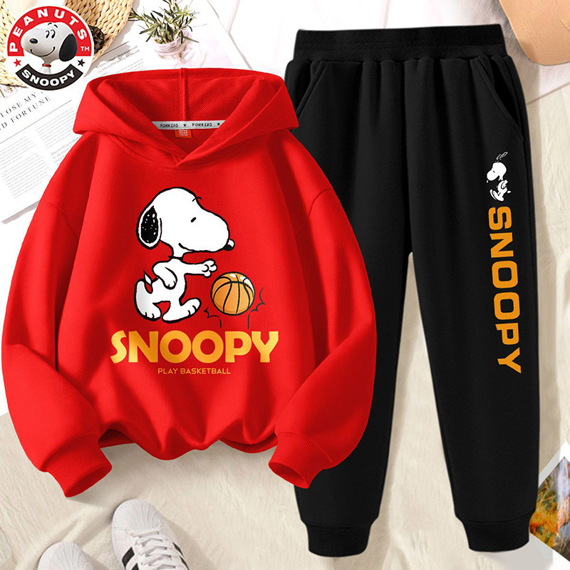 史努比(SNOOPY)儿童连帽套装新款男女童连帽套装新款中大童套装潮PC-TMLCT