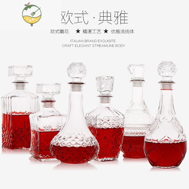 YICHENG玻璃红酒空瓶醒酒器密封葡萄酒自酿酒容器洋酒瓶泡酒瓶家用套装 款式四(800毫升)酒具