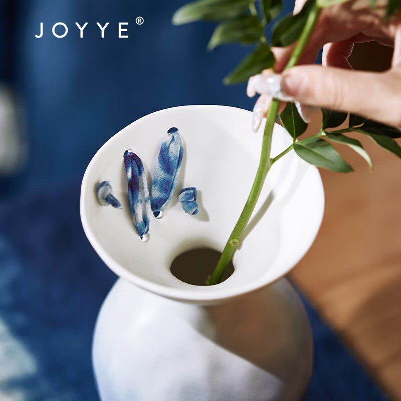JOYYE花瓶 国际交流染韵生花艺术瓷礼 非遗走进生活 大花瓶 24.5cm高清大图