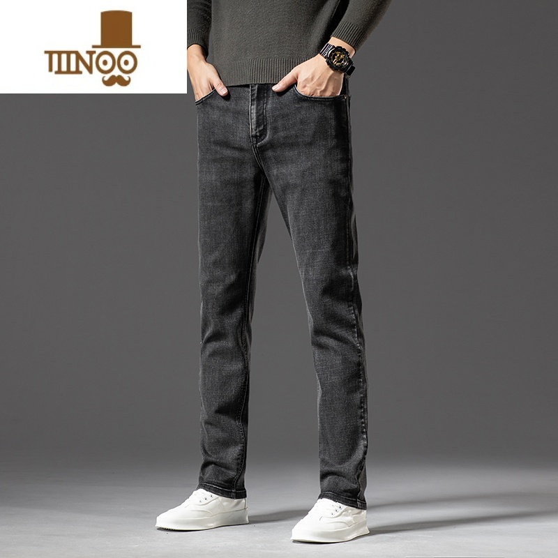 YANXU秋季男士牛仔裤商务都市宽松直筒裤子男韩版修身秋天休闲长裤高清大图