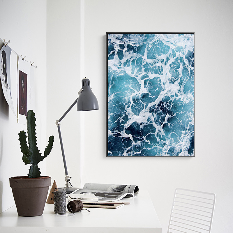 海洋 北欧极简装饰画餐厅挂画现代简约客厅画书房画玄关卧室壁画