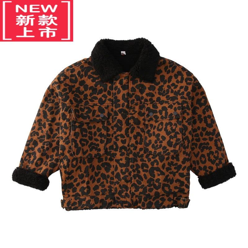 可莉允女大童秋冬外套2022新款网红炸街时髦保暖棉服豹纹女童厚款派克服图片