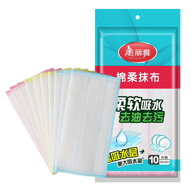 美丽雅加厚棉柔抹布30*30*10片入