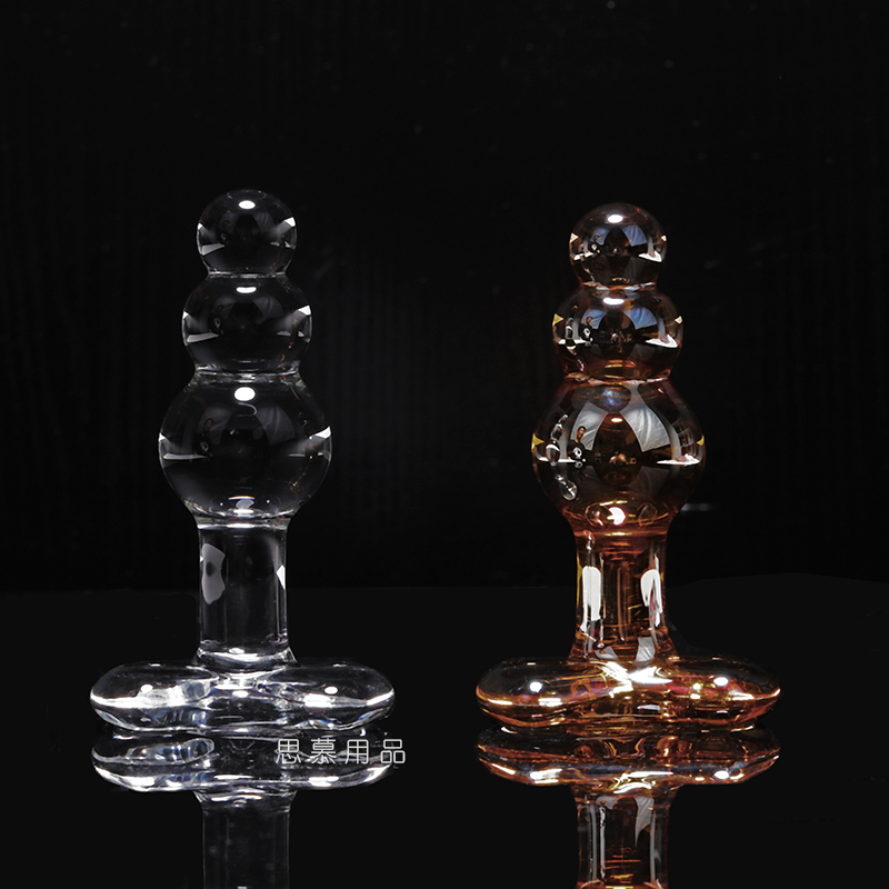 透明玻璃水晶阳具 后庭肛栓拉珠 冰火两重天 自慰棒sm肛塞肛栓
