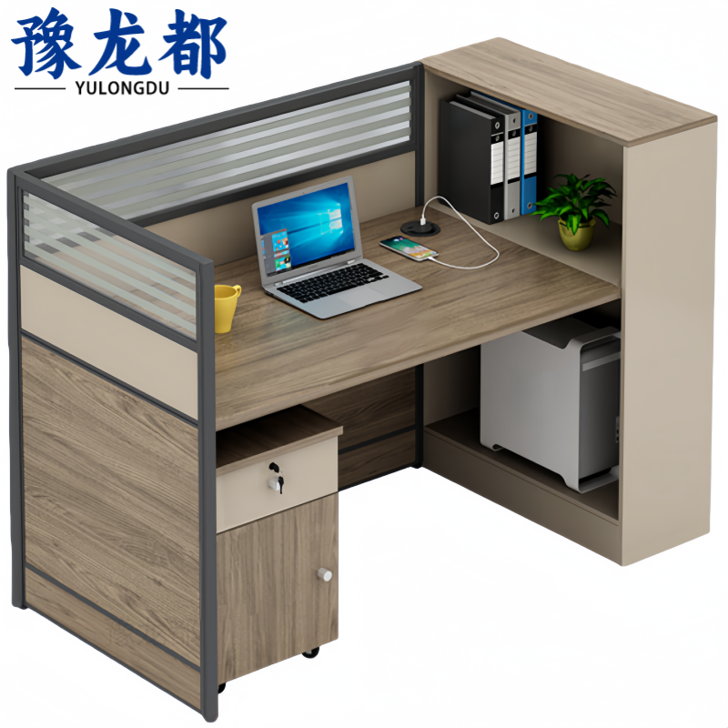 豫龙都 办公桌+柜 单人 套高清大图
