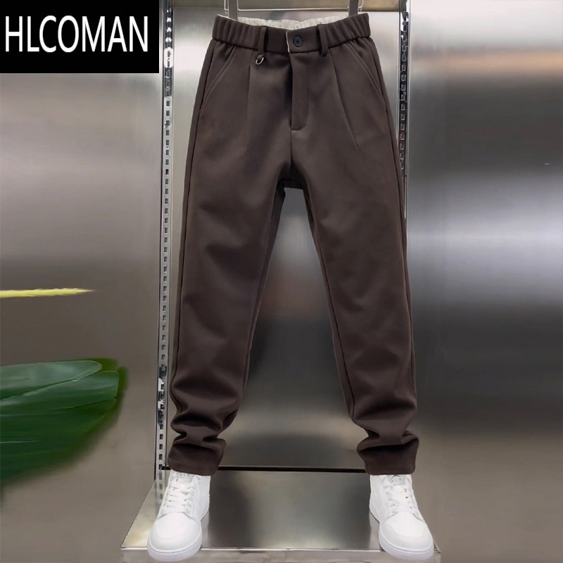 HLCOMAN2024新款男士休闲裤微锥宽松垂感百搭直筒裤弹力松紧腰男裤