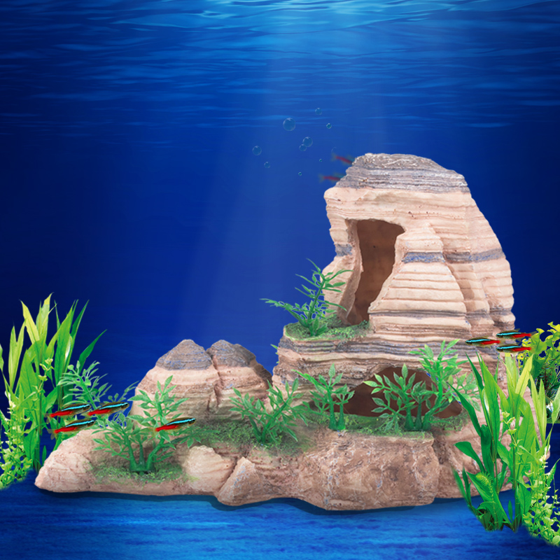 鱼缸水族箱装饰品树脂工艺品摆件金鱼缸造景特色假山石造景高清大图