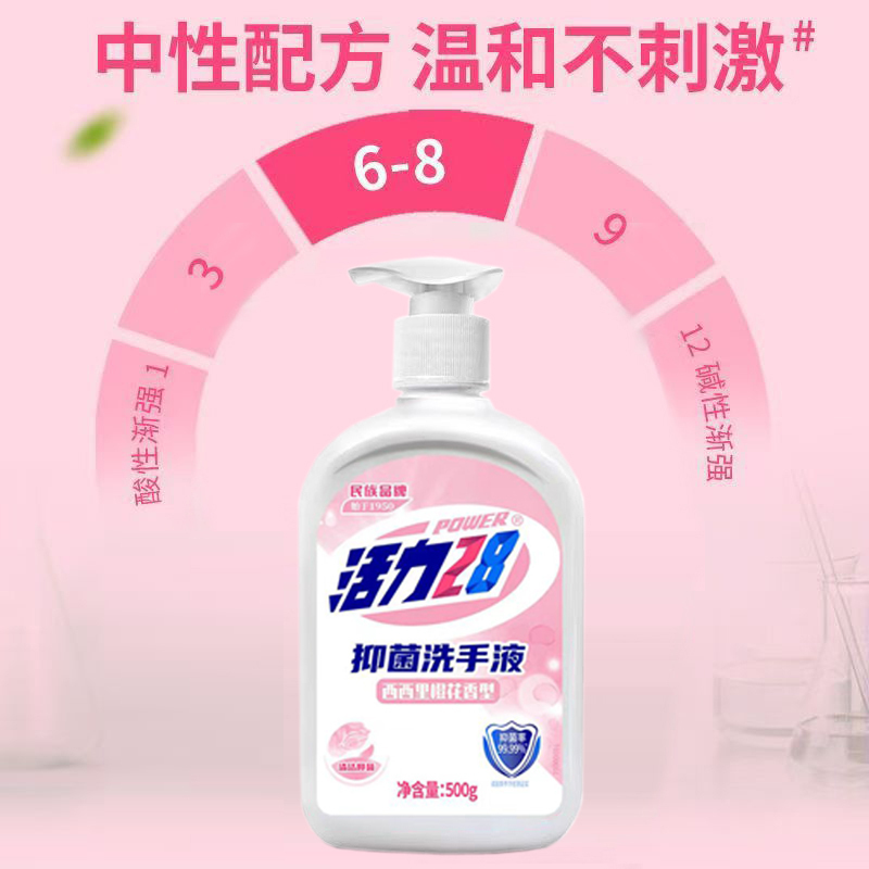 活力28抑菌洗手液温和清洁无刺激花香型家用500g大瓶洗手液高清大图