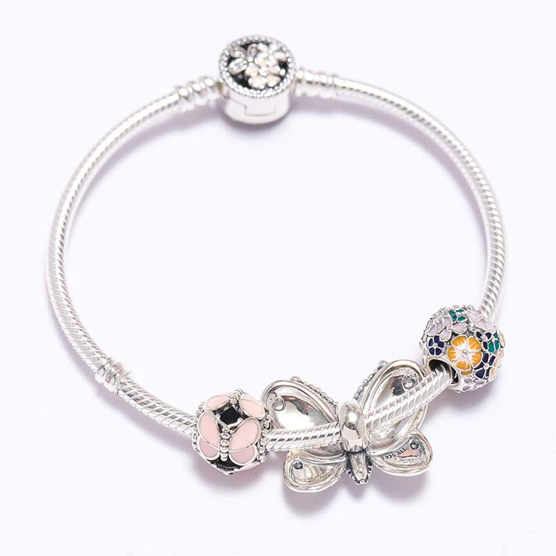 pandora潘多拉925银手链蝶群飞舞zt102707成品套装手链