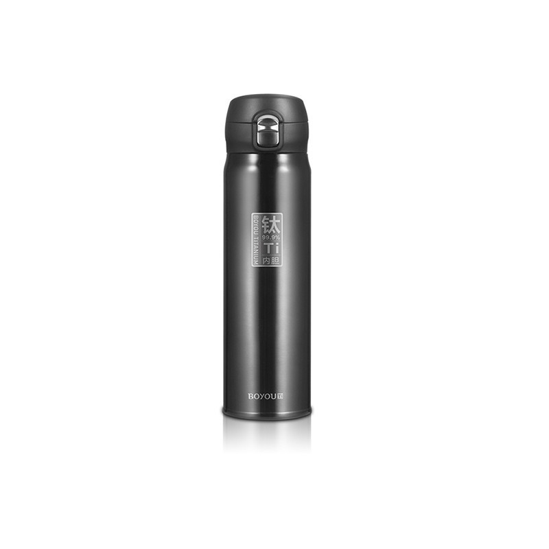 博友制鈦 BT5S-360/BT5S-480 保温杯钛鲜杯弹盖纯钛内胆抗菌防霉水杯轻便茶杯