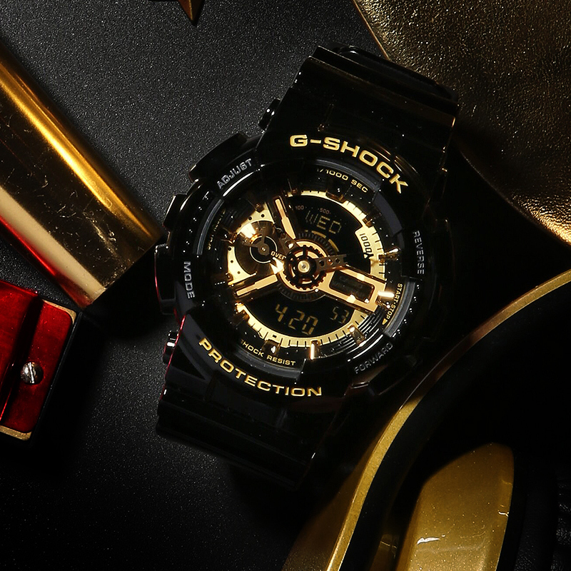 卡西欧1旗舰店casio男士运动手表男gshock黑金系列防水防震ga110gb