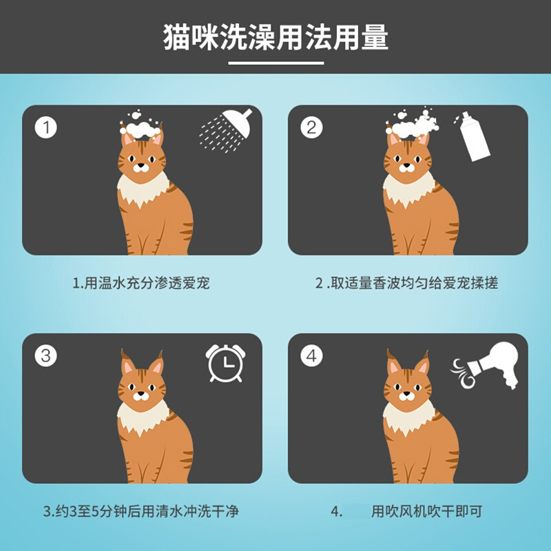 雪貂留香猫多爱 猫咪沐浴露 蓬松柔软300ML 长毛猫适 猫咪通用 沐浴露 健康护理 洗澡香波浴液 清香型