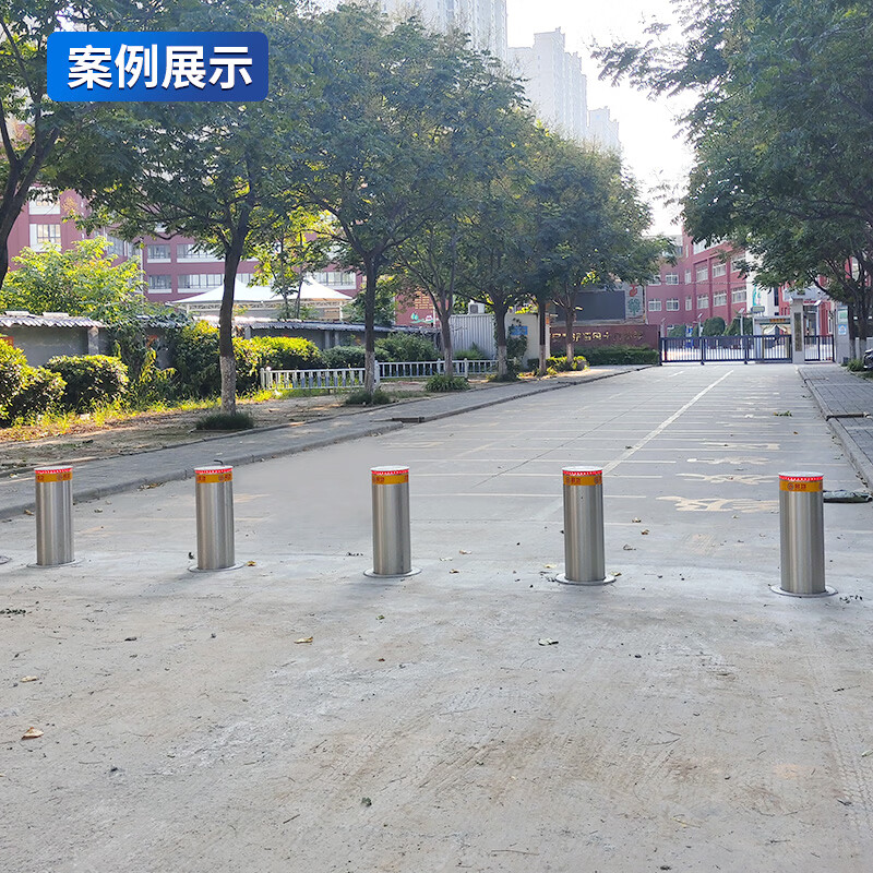 启功全自动升降柱不锈钢电动液压防撞柱单位学校隔离警示阻车器12mmQG-JZSJZ07高清大图