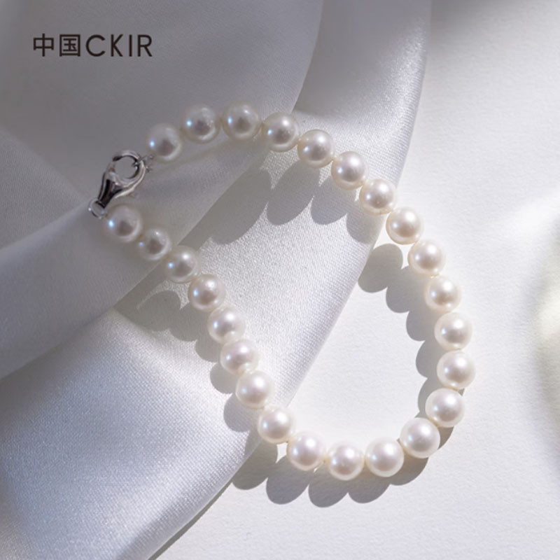 Cmierf Kuect(中国CKIR)丝绸白圆形珍珠手链925银CKIR-Z92518高清大图