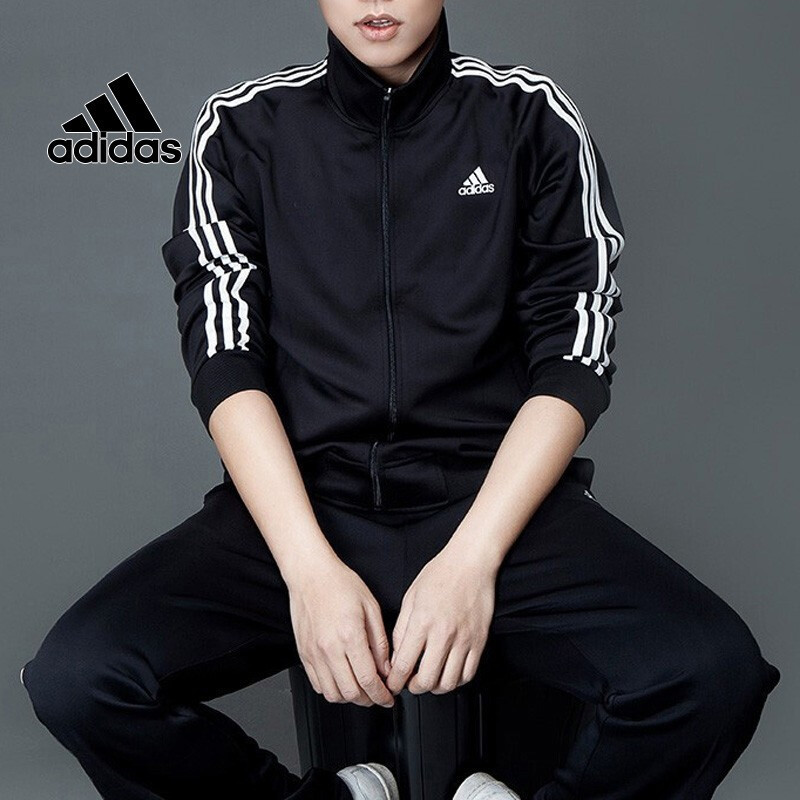 阿迪达斯adidas夹克男装运动服针织加厚防风休闲上衣学生立领开衫外套