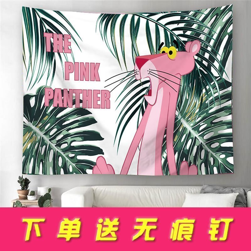 美帮汇粉红豹INS北欧芭蕉叶床头卧室客厅墙壁装饰挂毯墙挂布桌布背景布 图三 100高*150宽厘米高清大图