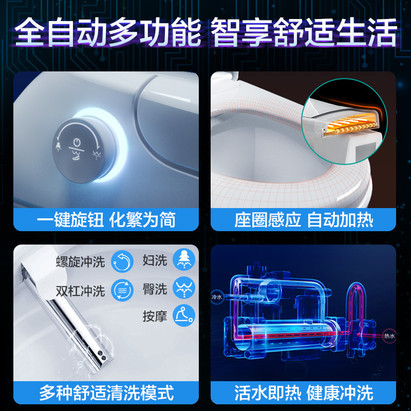 四季沐歌(MICOE)智能马桶一体机双杆清洗多功能座便器全自动冲洗烘干地排虹吸式超漩式智能马桶