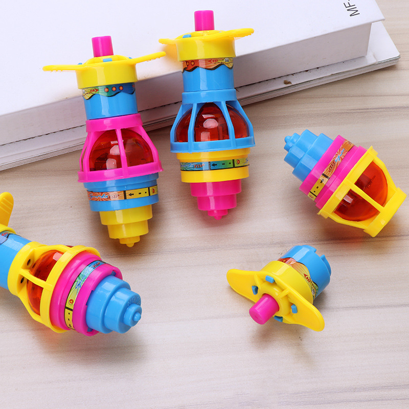 创意儿童闪光发光旋转陀螺上链玩具彩色陀螺弹射带发射器学生奖品