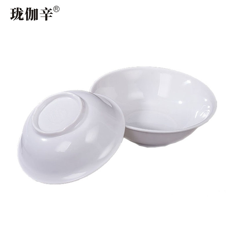 珑伽辛 耐高温加厚白色密胺碗 7英寸/个高清大图
