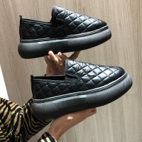 单鞋女面包鞋2021年春季新款懒人豆豆鞋一脚蹬乐福鞋厚底百搭增高