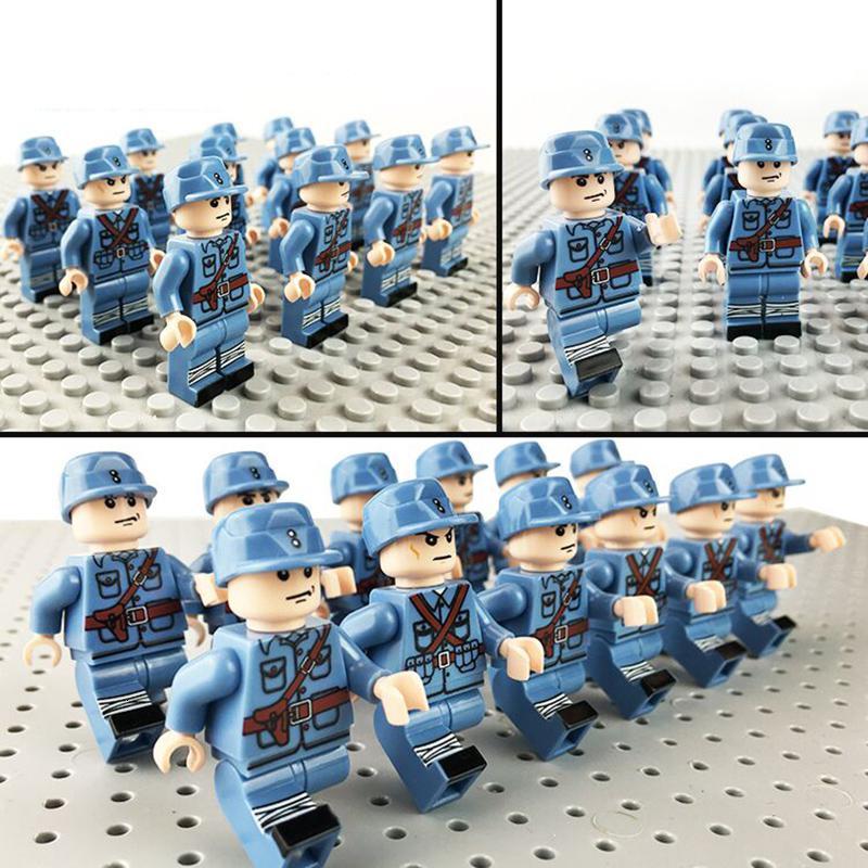 兼容乐高拼装积木军事小人二战人仔兵人八路军玩具军人6男孩子8岁 黑铁骑兵小队8人8马