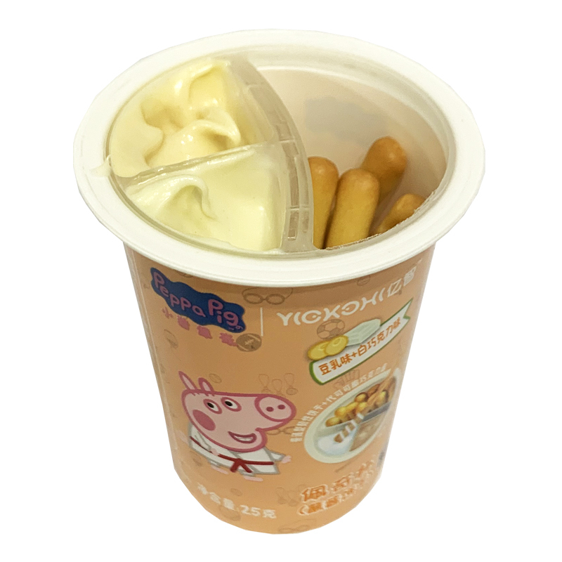 小猪佩奇PeppaPig蘸酱杯豆乳味+白巧克力 25克 双重美味儿童零食辅食 孕婴童饼干