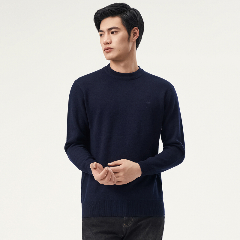 恒源祥羊毛衫男纯羊毛加厚冬季本命年大红色毛衣女打底情侣装