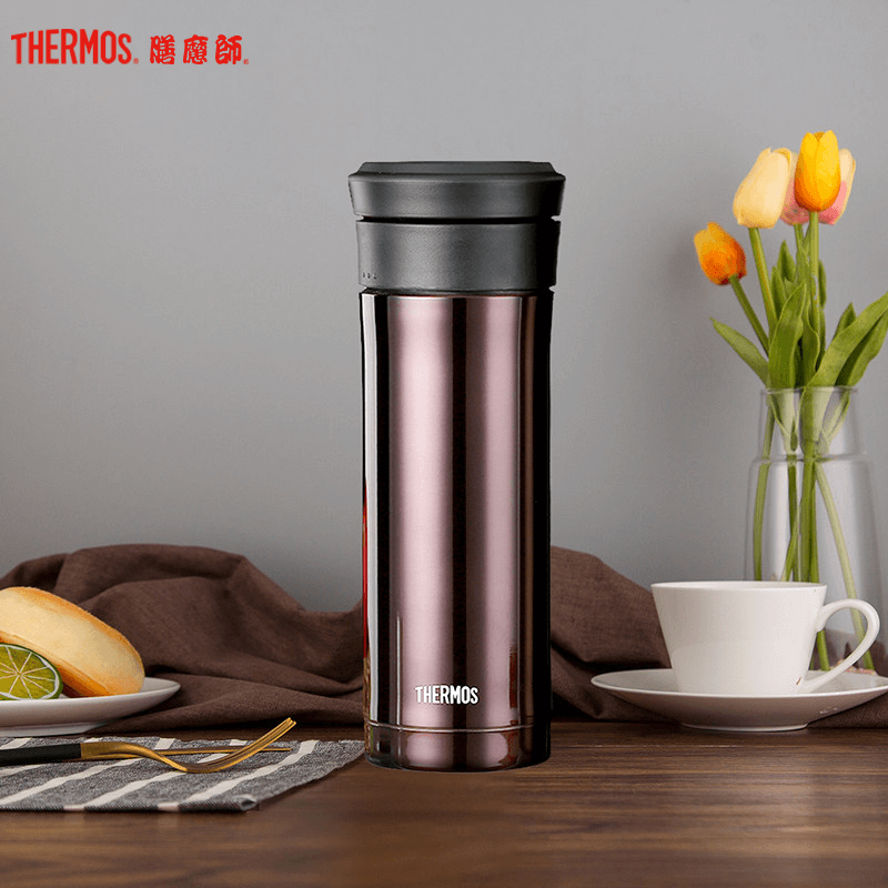 膳魔師(THERMOS)保温杯TCMK-500带茶漏泡茶杯500ML水杯304不锈钢车载办公商务咖啡色CBW家用/通用高清大图