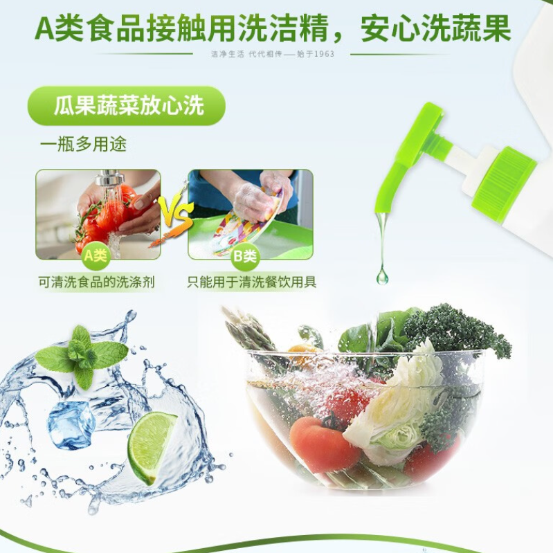 白猫柠檬薄荷洗洁精5kg 商用餐饮大桶装家用去油除味果蔬净洗碗精5kg C11112701高清大图